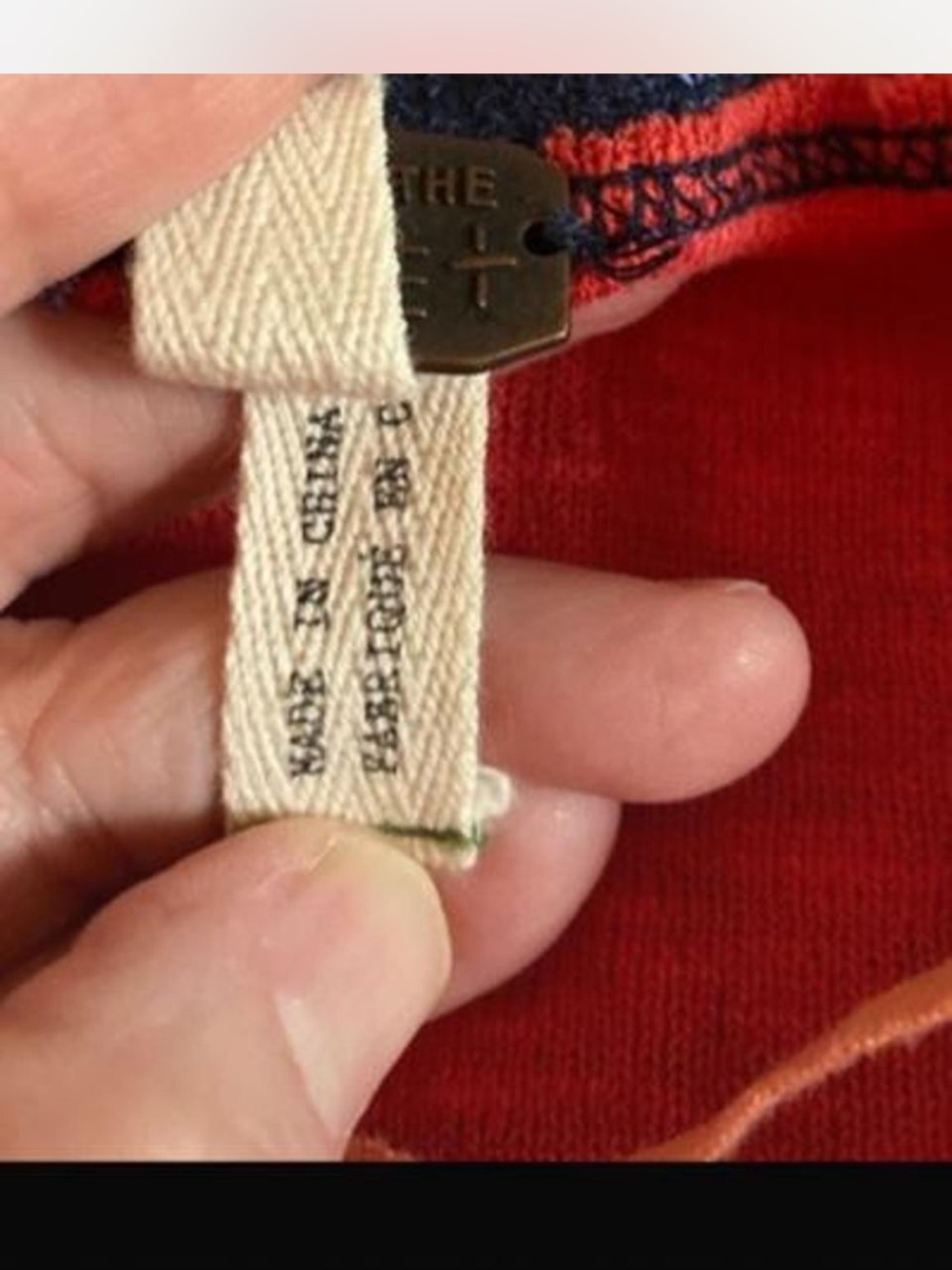 We The Free Navy Trim Rust-Red Top with Knit Detail - Picture 6 of 6